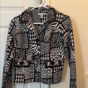 JM collection Chic Black and White Patterned Women's Jacket